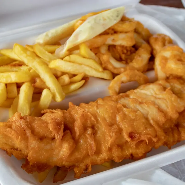 Beer-battered fish and chips