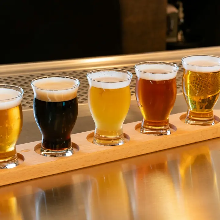 A flight of four house beers